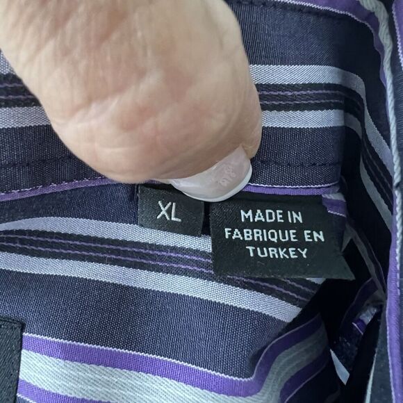 Hugo Boss Button Down Long Sleeve Dress Shirt Men XL Striped Purple Cotton - Picture 10 of 14